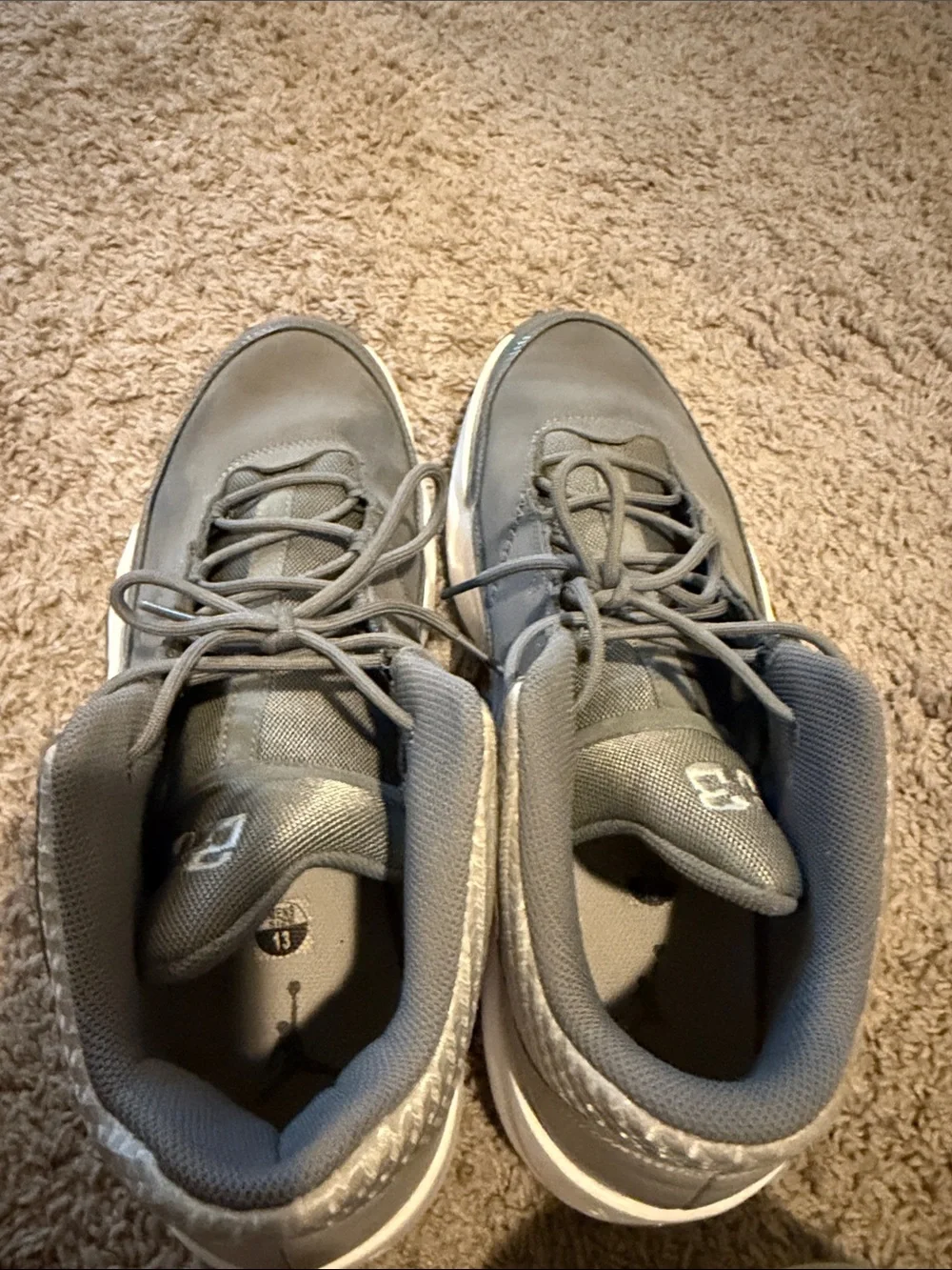 Jordan Men's Gray Low-Top Athletic Sneakers with White Midsole
